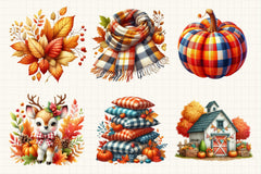 Gingham Autumn Clipart Bundle 3 - CraftNest - Digital Crafting and Art