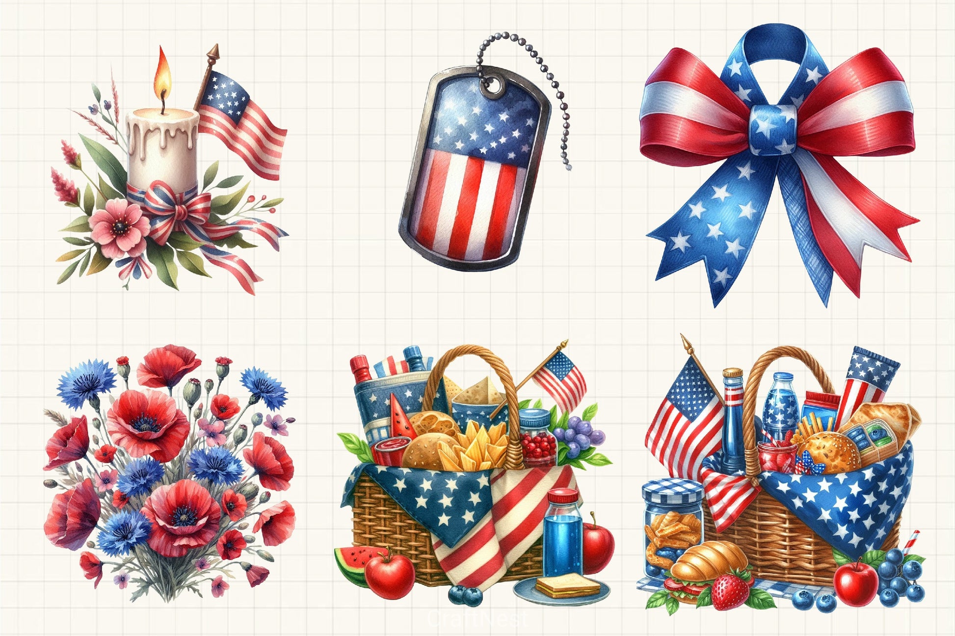 Memorial Day Clipart Bundle 3 - CraftNest - Digital Crafting and Art