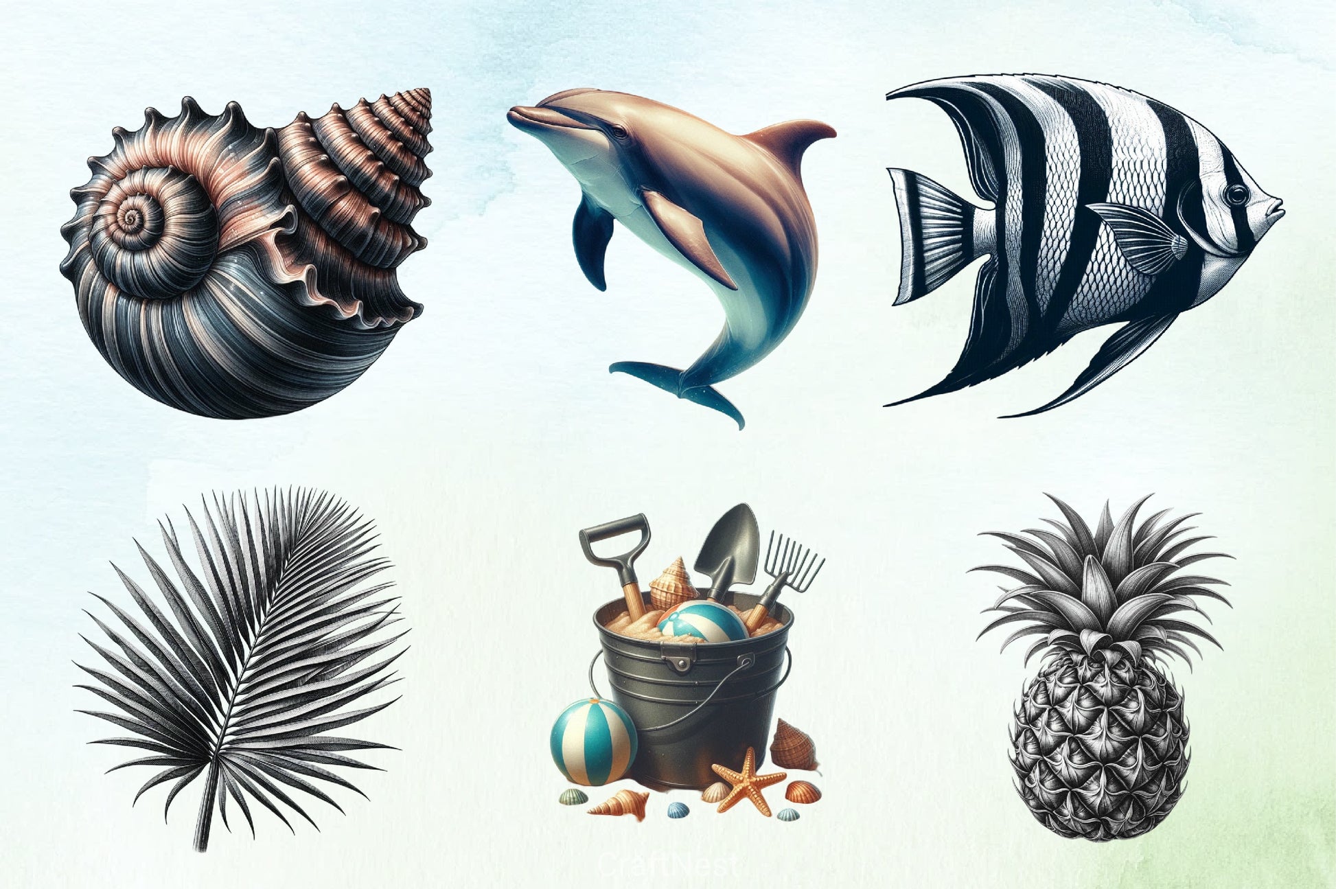 Summer Black Clipart Bundle - CraftNest - Digital Crafting and Art