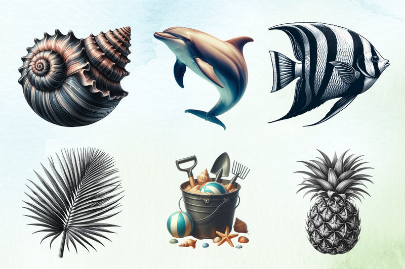 Summer Black Clipart Bundle - CraftNest - Digital Crafting and Art