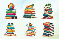 Summer Book Stack Clipart Bundle - CraftNest - Digital Crafting and Art