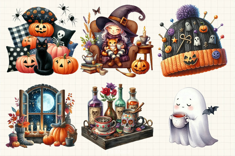 Cozy Halloween Clipart Bundle 2 - CraftNest - Digital Crafting and Art