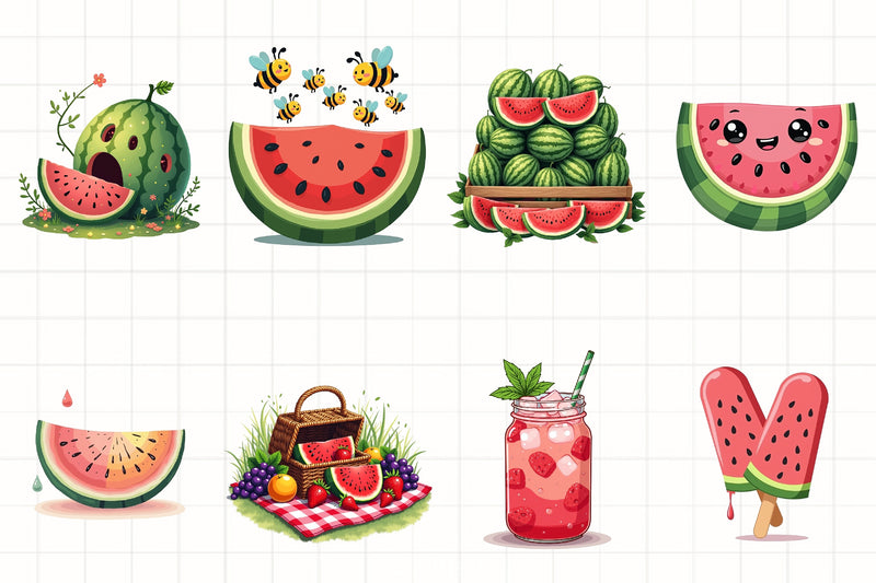 Summer Watermelon Clipart Bundle 32 - CraftNest - Digital Crafting and Art