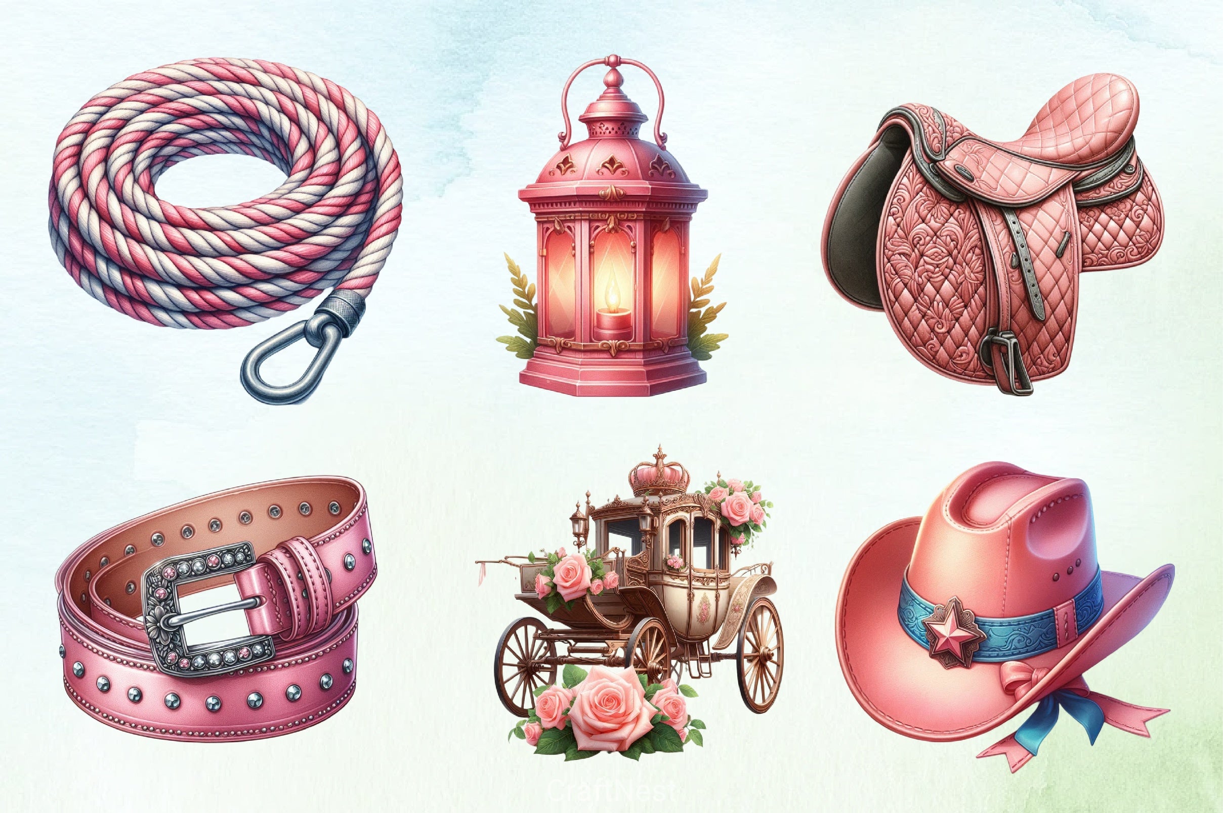 Pink Cowgirl Clipart Bundle - CraftNest - Digital Crafting and Art