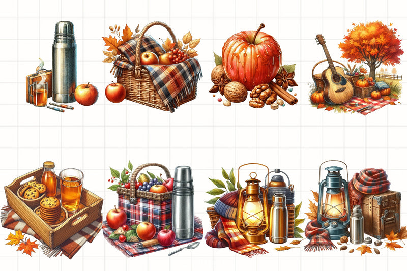 Fall Picnic Clipart Bundle - CraftNest - Digital Crafting and Art