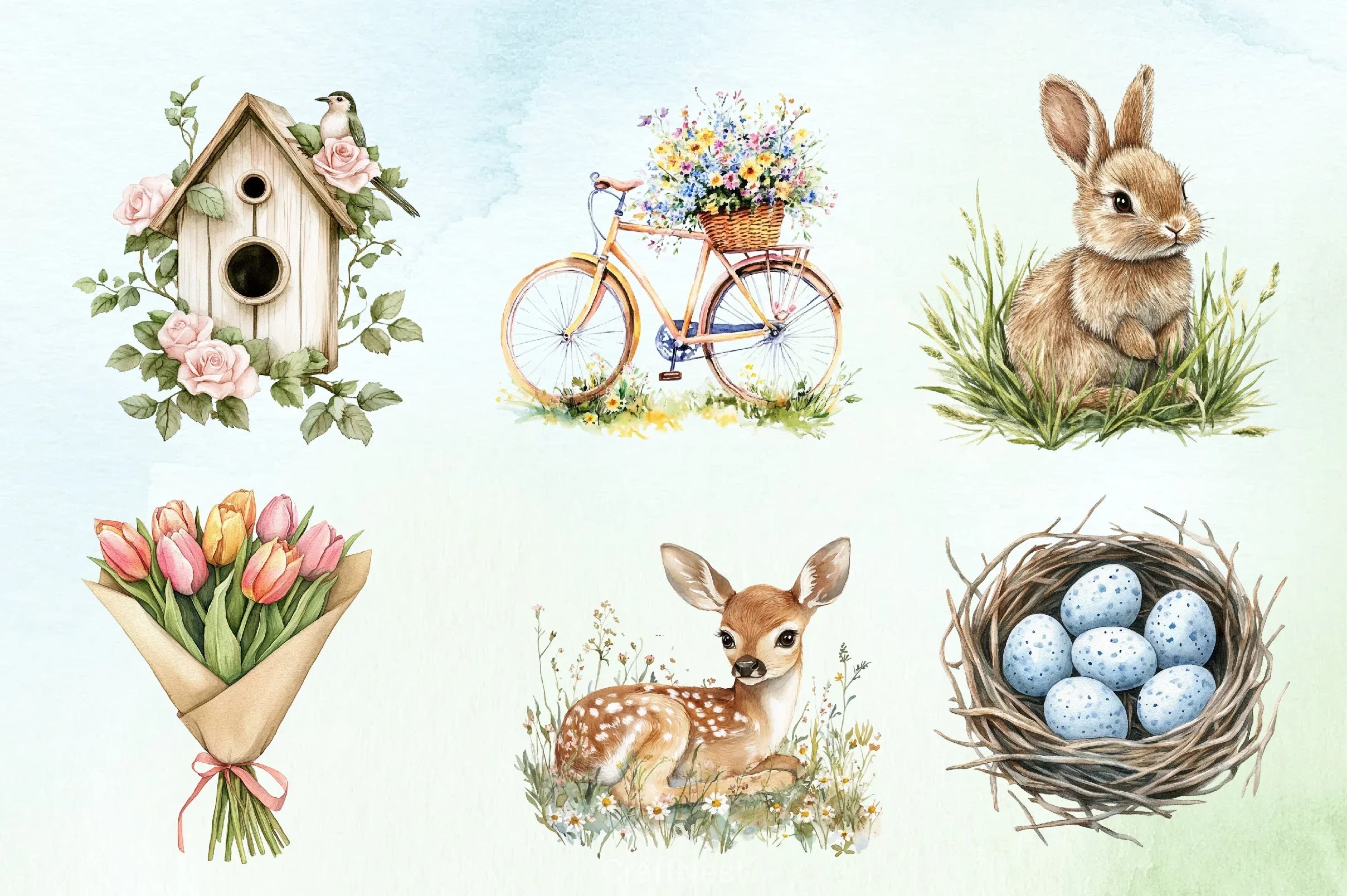 Soft Spring Clipart Bundle 6 - CraftNest - Digital Crafting and Art