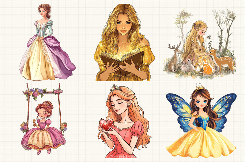 Beautiful Princess Clipart Bundle - CraftNest - Digital Crafting and Art