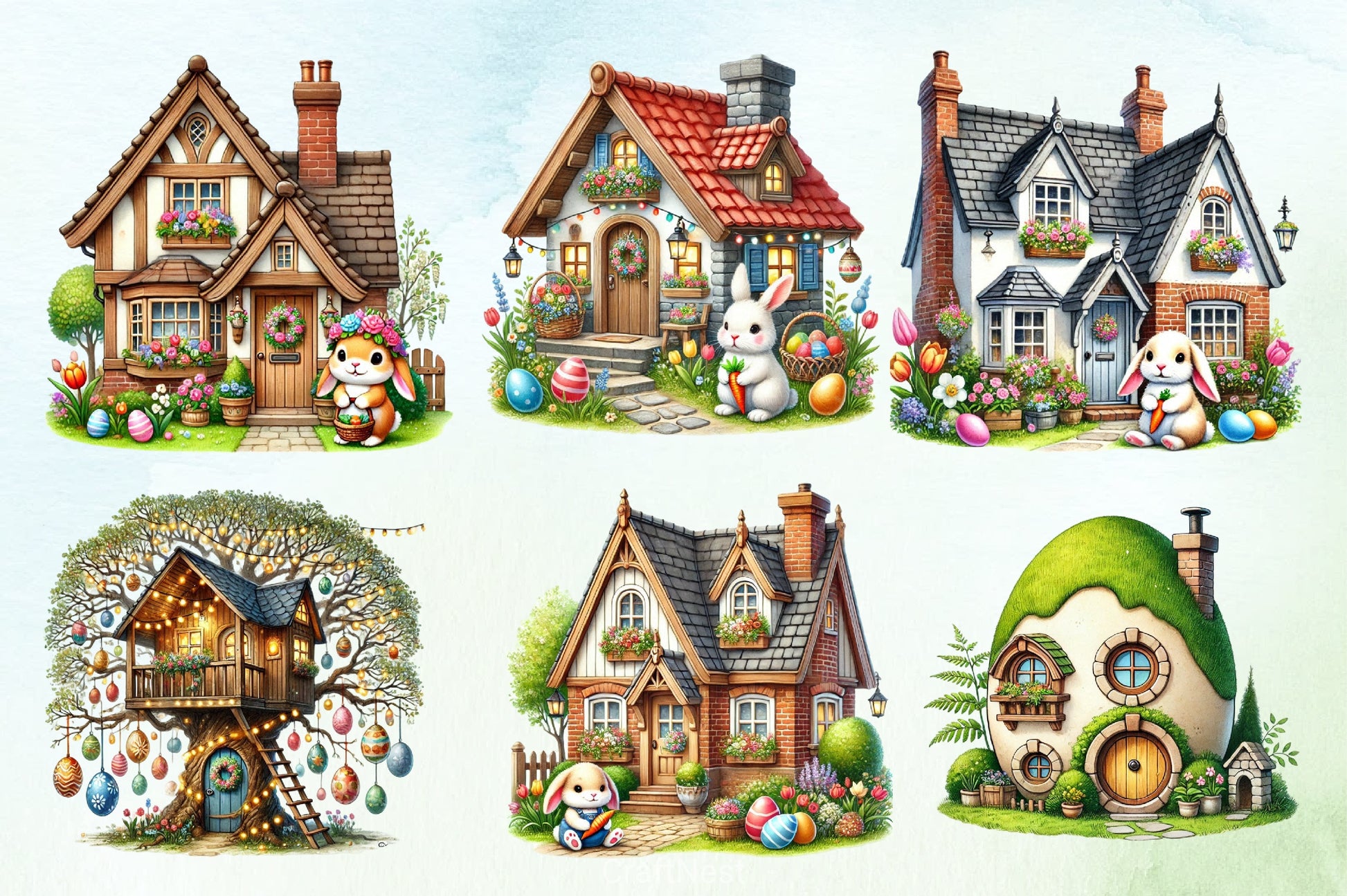 Easter House Clipart Bundle 5 - CraftNest - Digital Crafting and Art