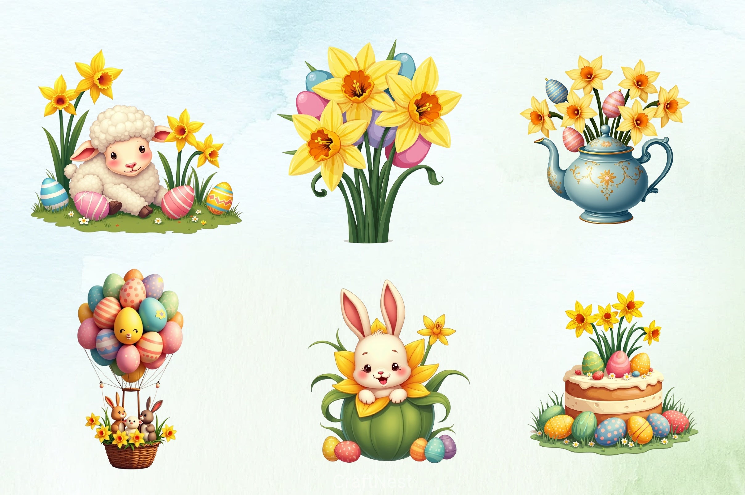 Springtime Daffodils Easter Clipart Bundle 2 - CraftNest - Digital Crafting and Art