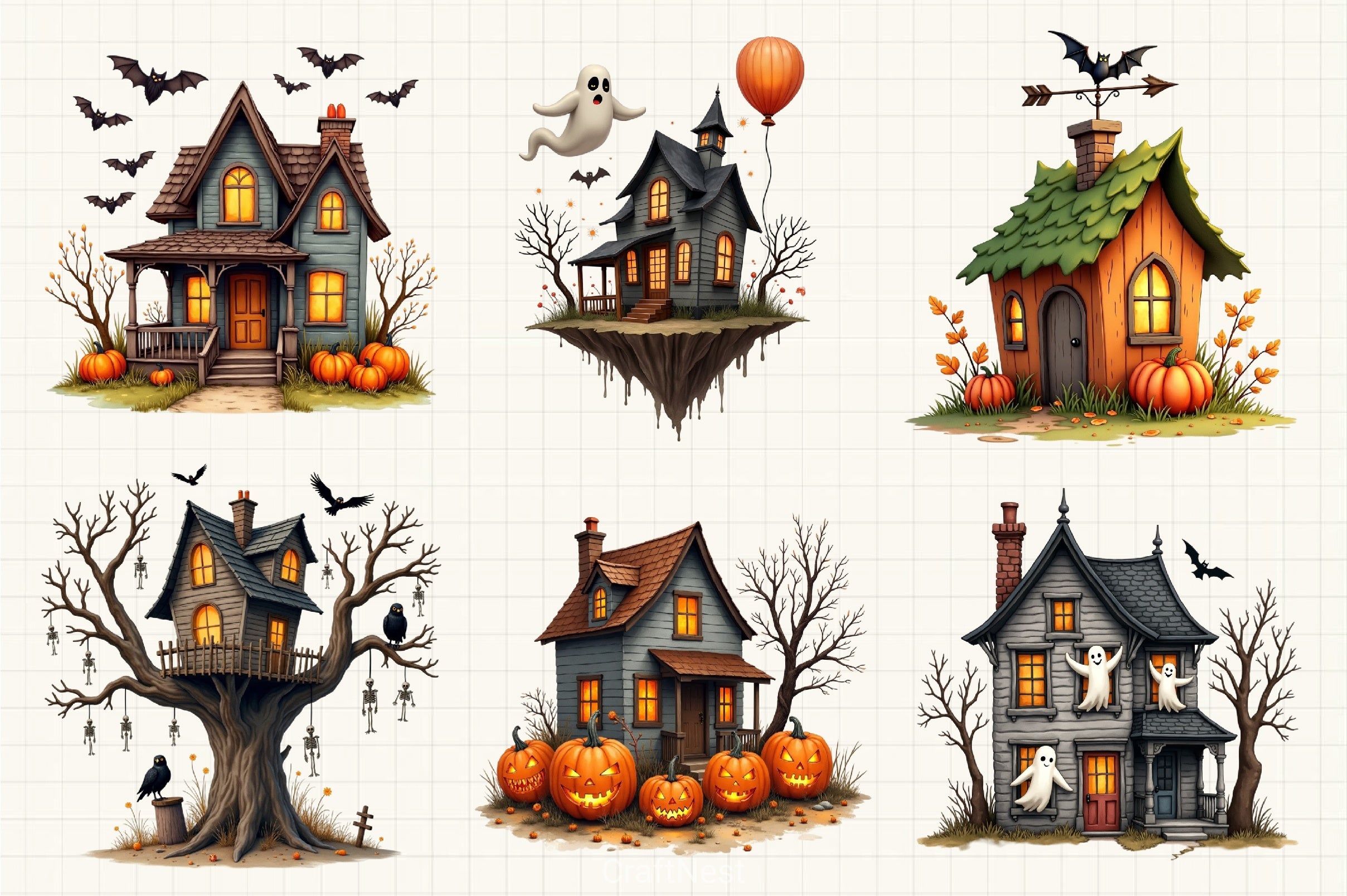Halloween House Clipart Bundle 5 - CraftNest - Digital Crafting and Art