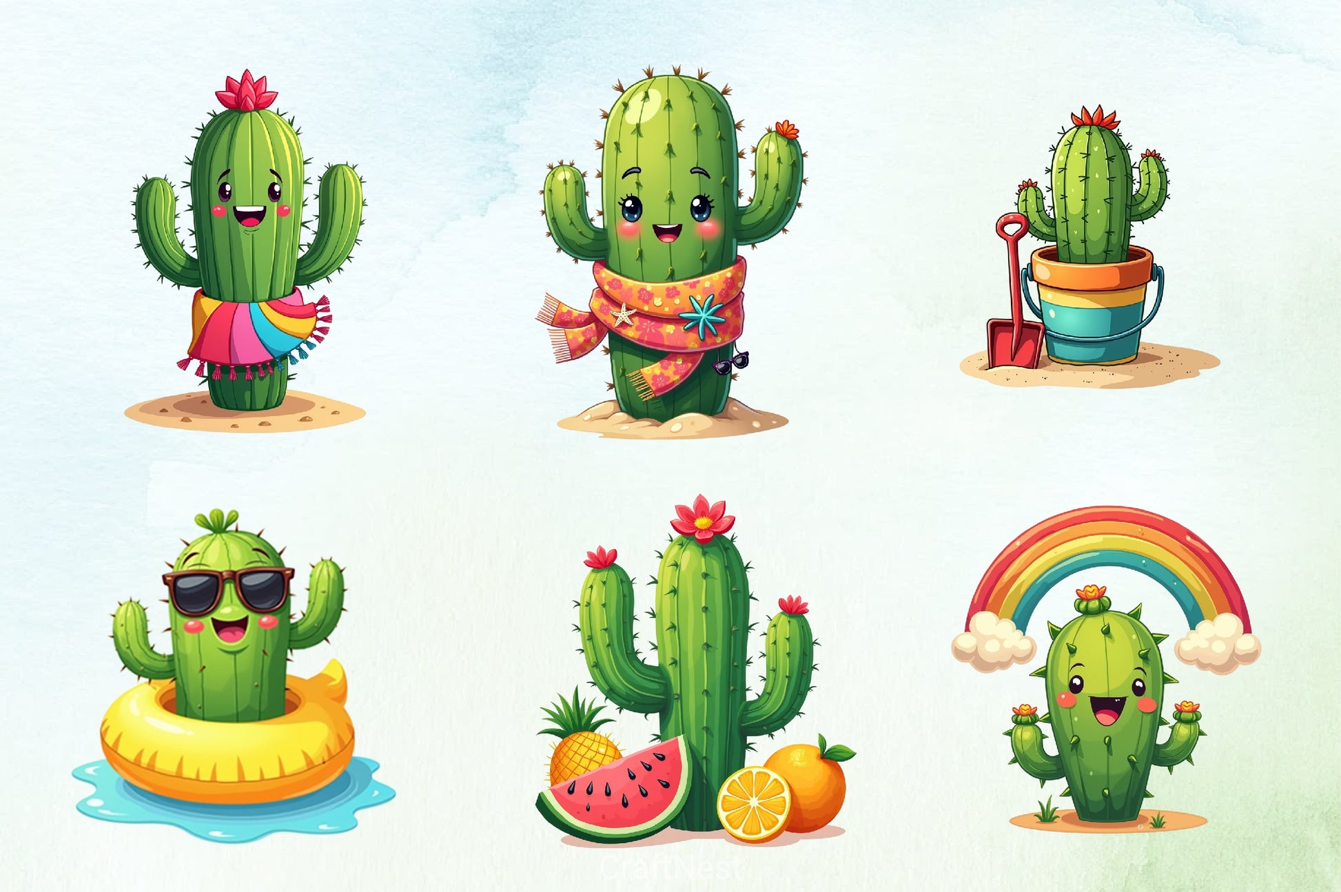 Summer Cactus Clipart Bundle 4 - CraftNest - Digital Crafting and Art