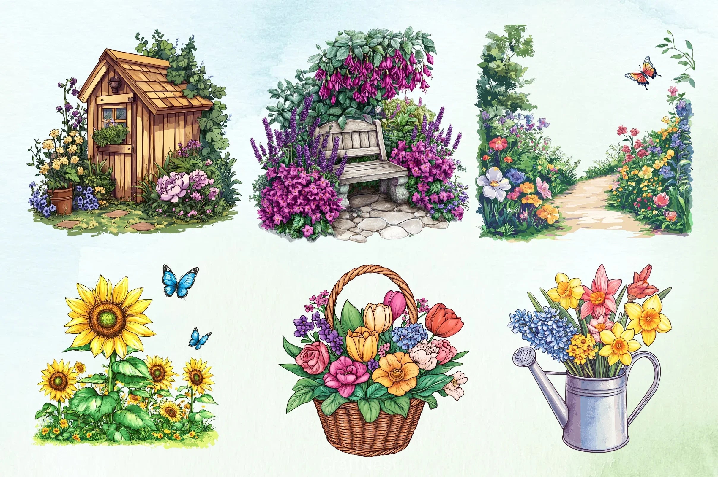 Floral Garden Spring Clipart Bundle 1 - CraftNest - Digital Crafting and Art
