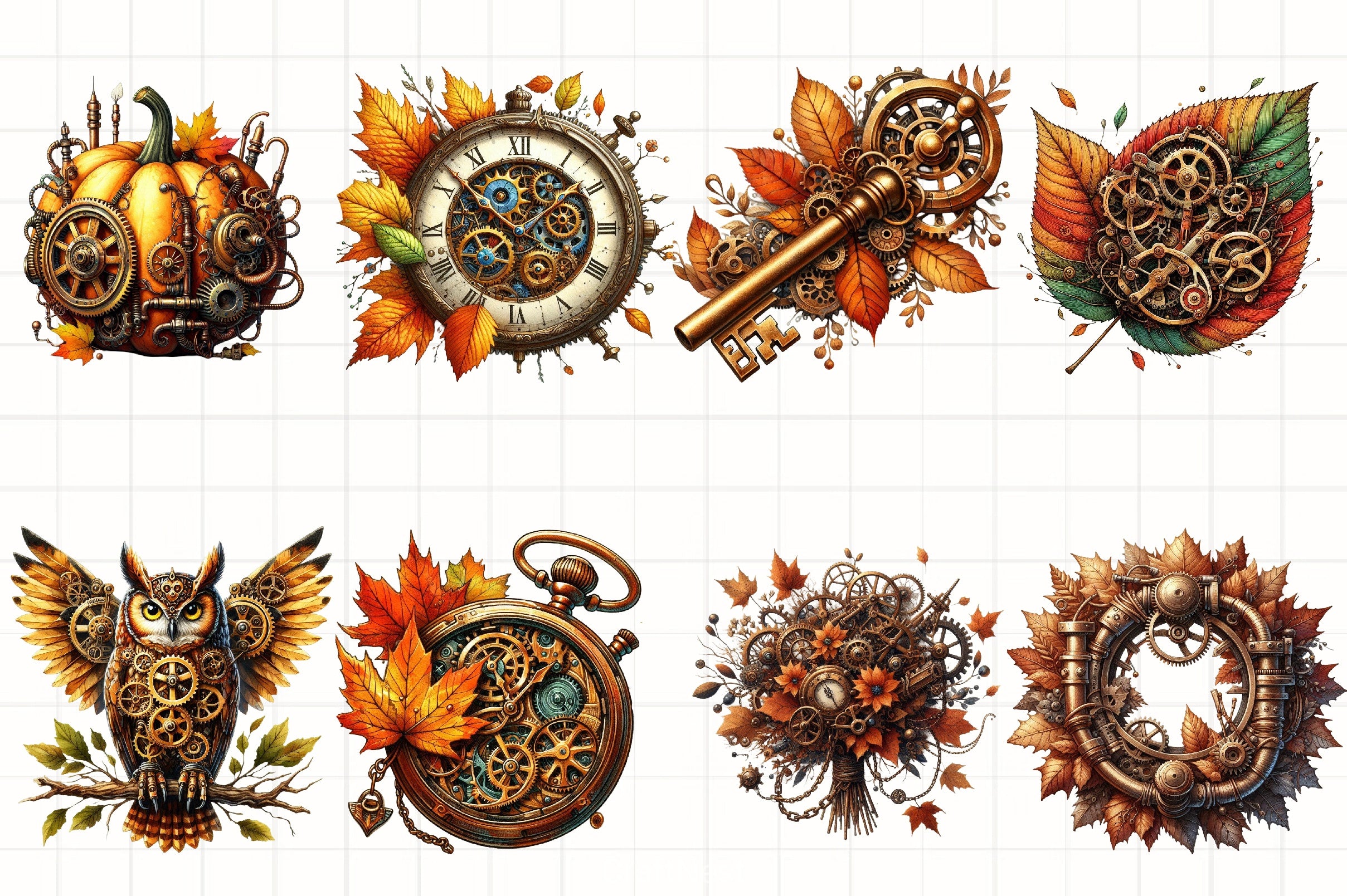 Steampunk Autumn Clipart Bundle - CraftNest - Digital Crafting and Art