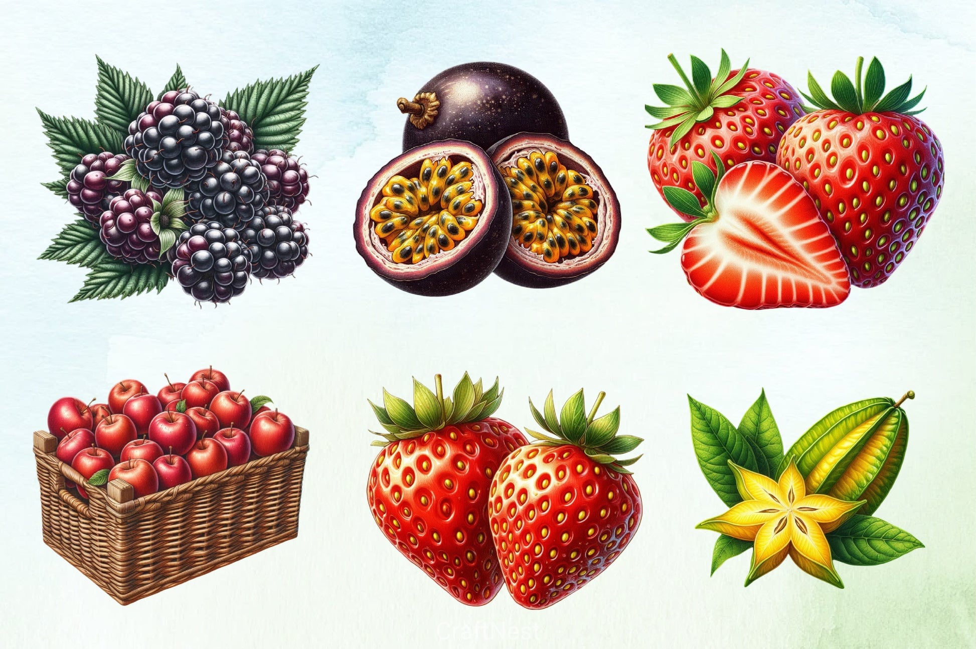 Fresh Organic Fruit Clipart Bundle - CraftNest - Digital Crafting and Art