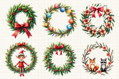 Christmas Wreath Clipart Bundle 8 - CraftNest - Digital Crafting and Art