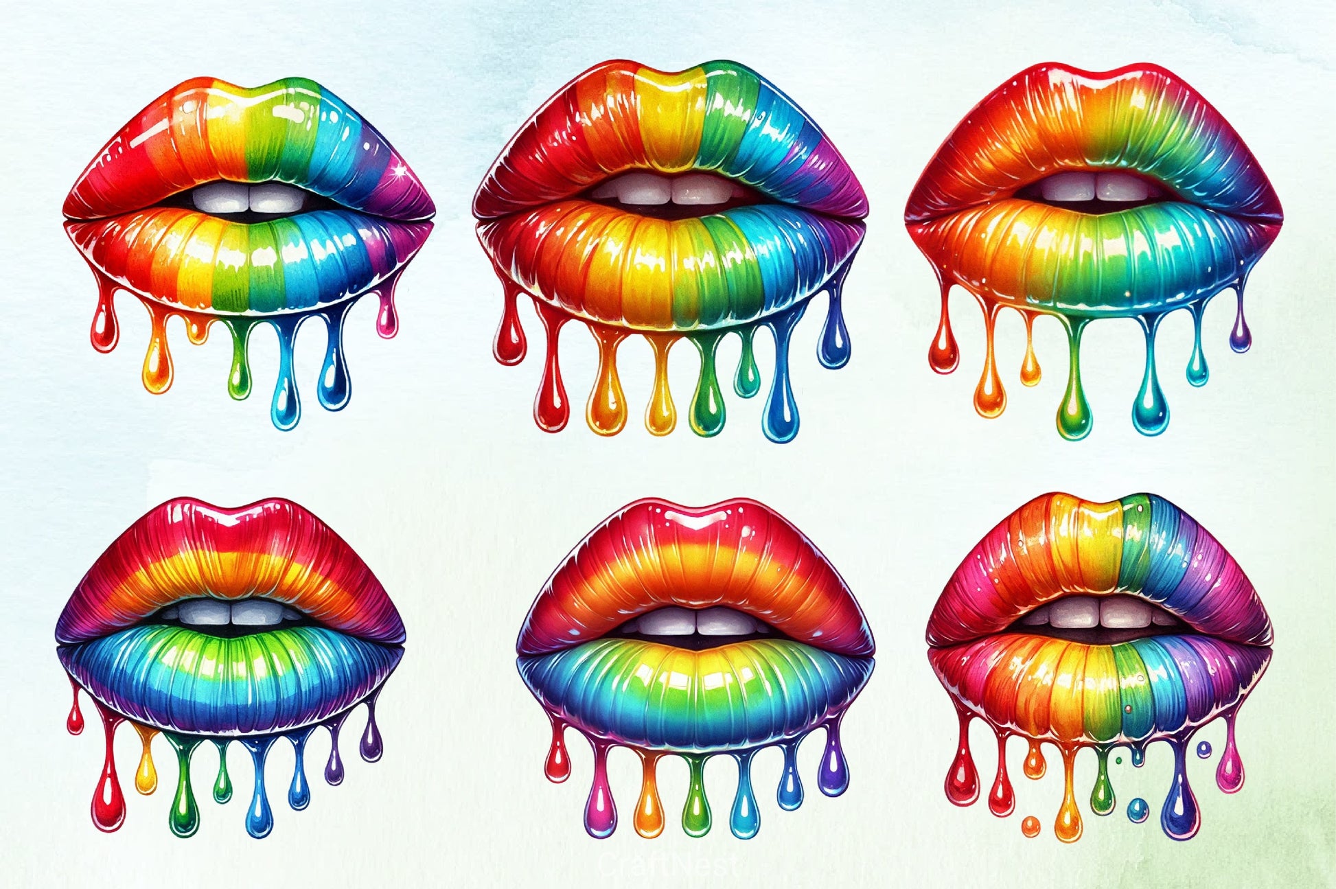 Mardi Gras Lips Clipart Bundle 6 - CraftNest - Digital Crafting and Art
