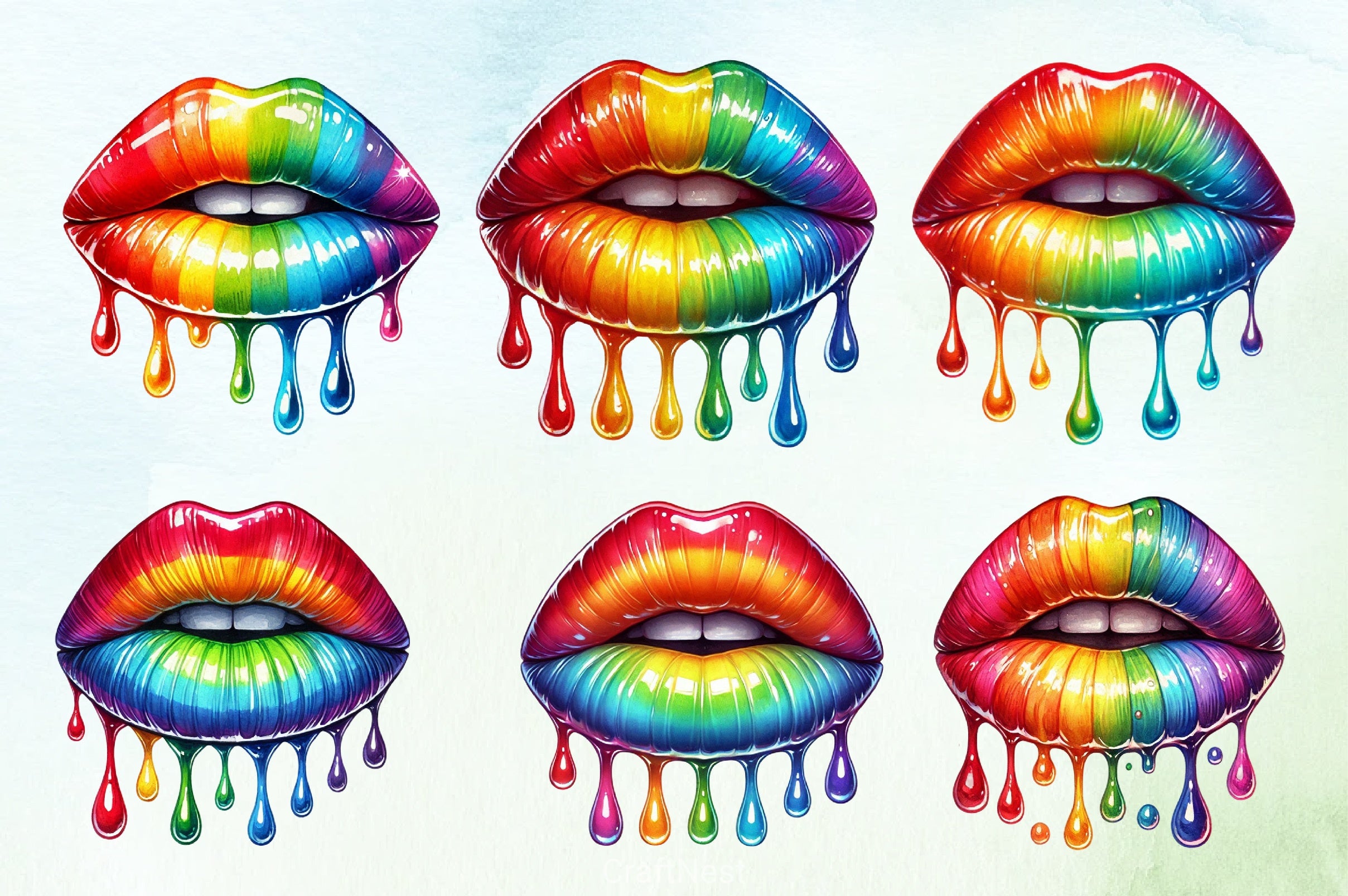 Mardi Gras Lips Clipart Bundle 6 - CraftNest - Digital Crafting and Art