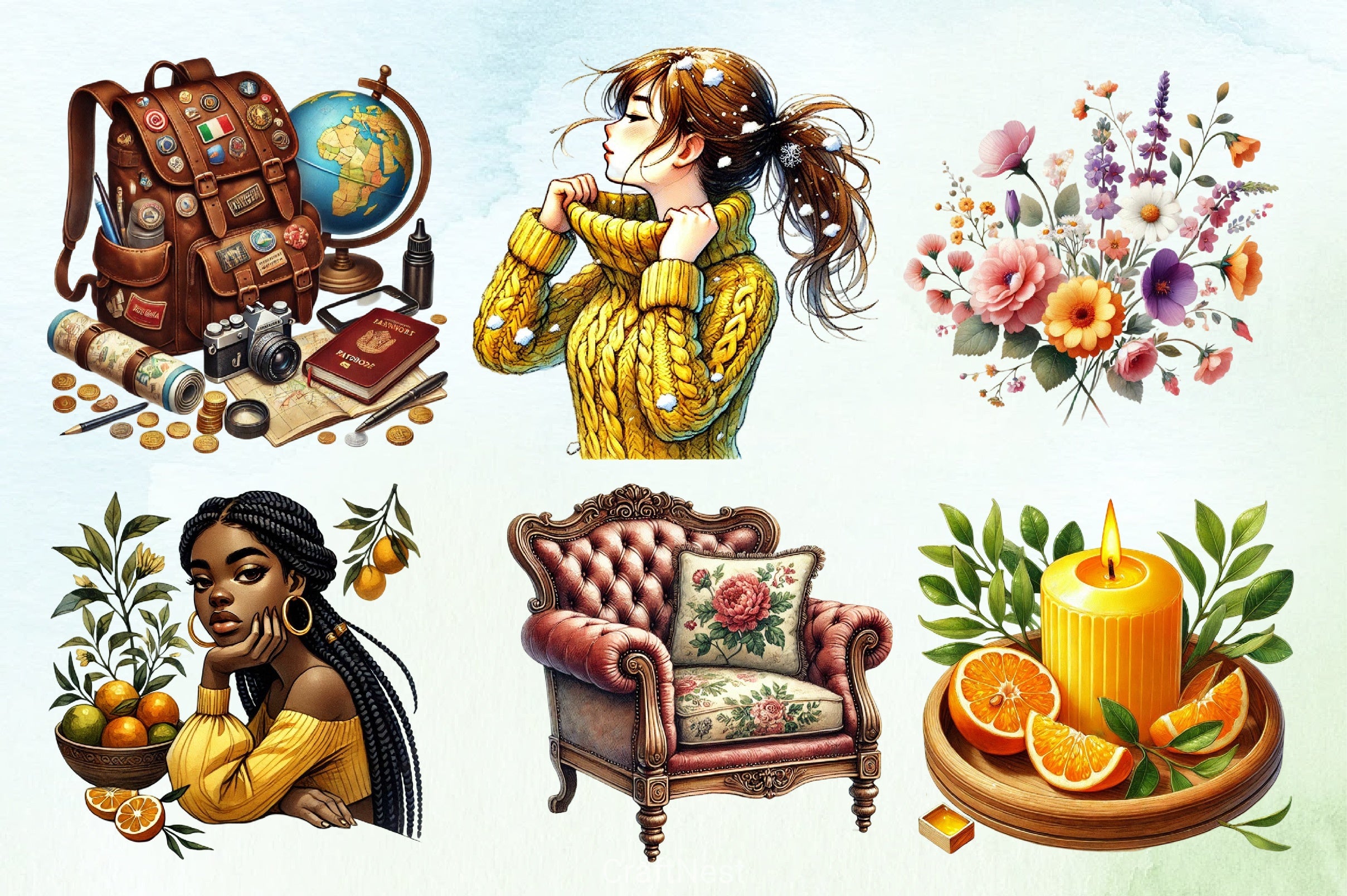 Winter Citrus Clipart Bundle - CraftNest - Digital Crafting and Art