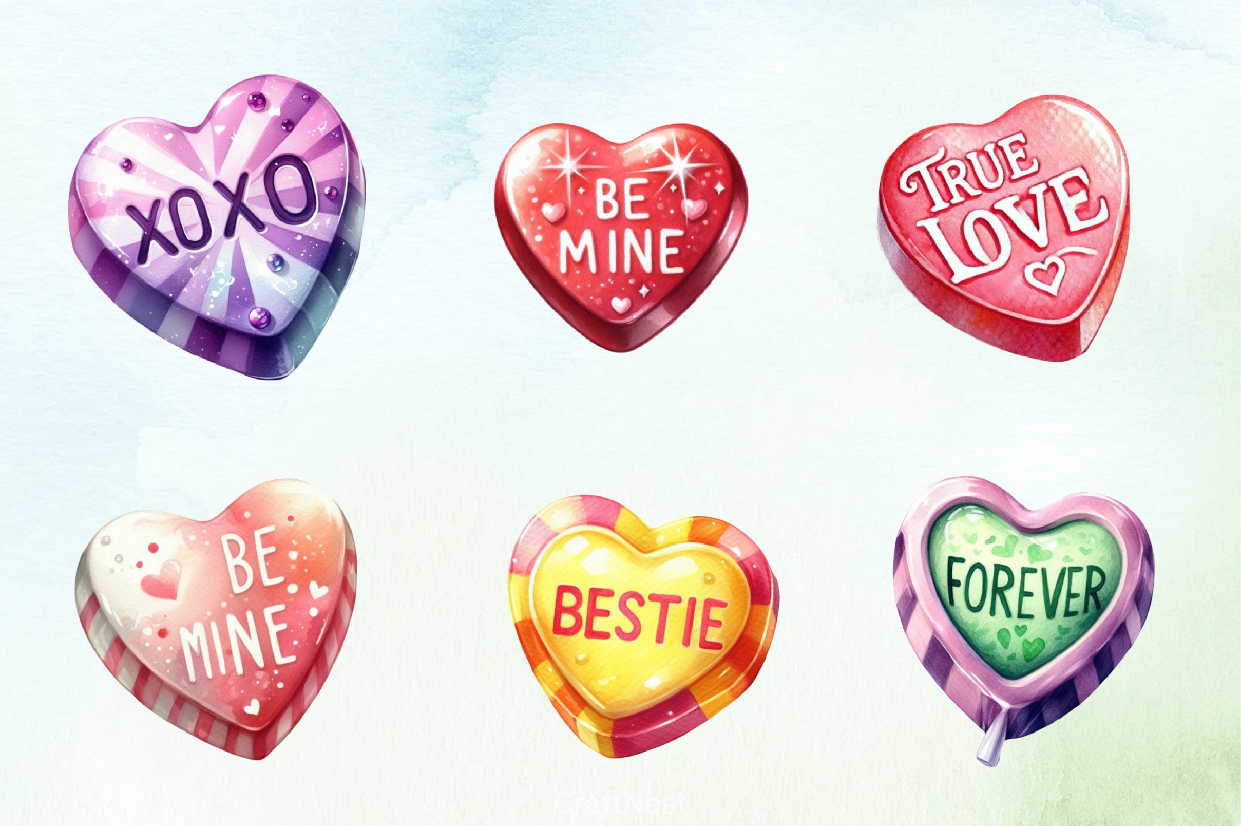 Candy Hearts Clipart Bundle - CraftNest - Digital Crafting and Art