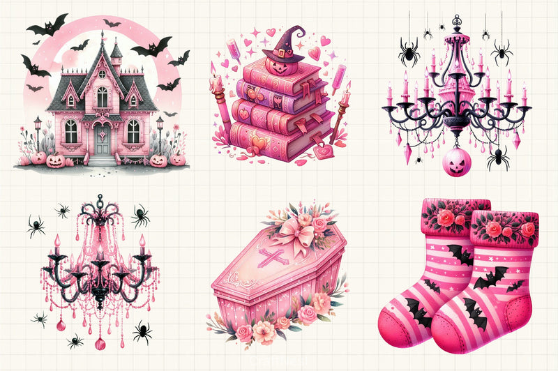 Pink Halloween Clipart Bundle 1 - CraftNest - Digital Crafting and Art