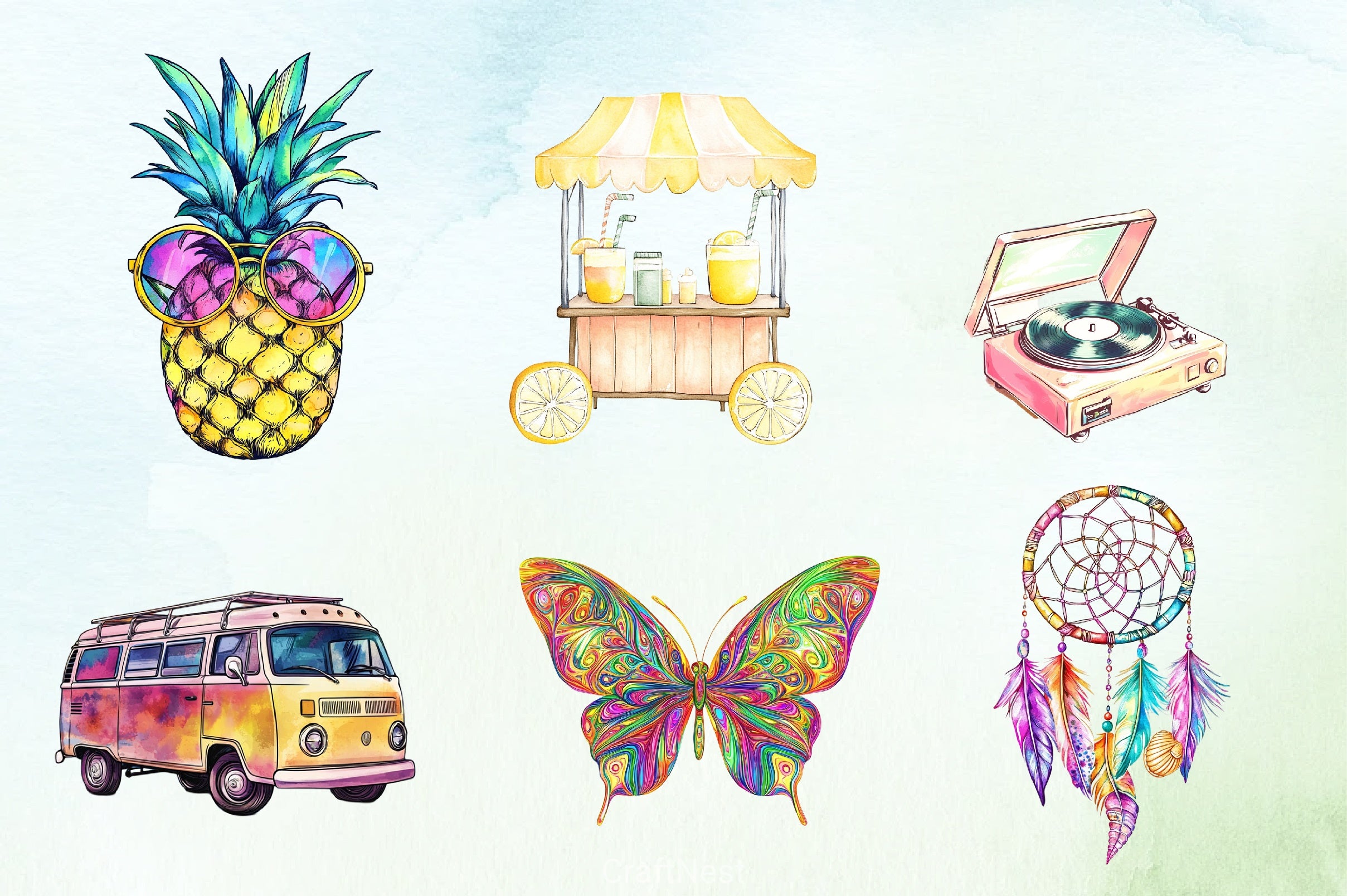 Groovy Summer Clipart Bundle 3 - CraftNest - Digital Crafting and Art