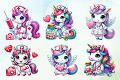 Unicorn Nurse Valentine Clipart Bundle - CraftNest - Digital Crafting and Art
