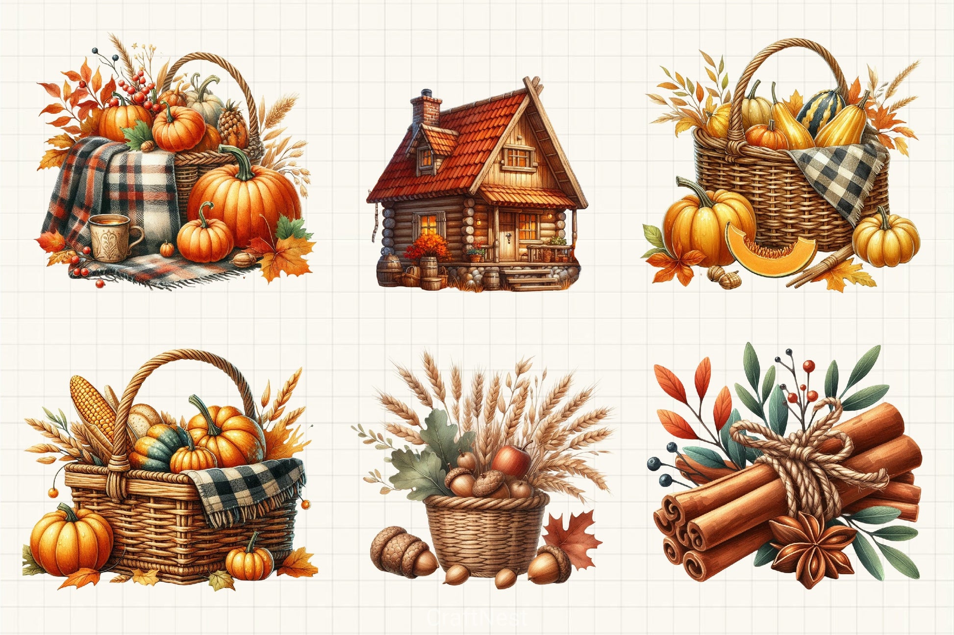 Rustic Cozy Autumn Clipart Bundle 9 - CraftNest - Digital Crafting and Art