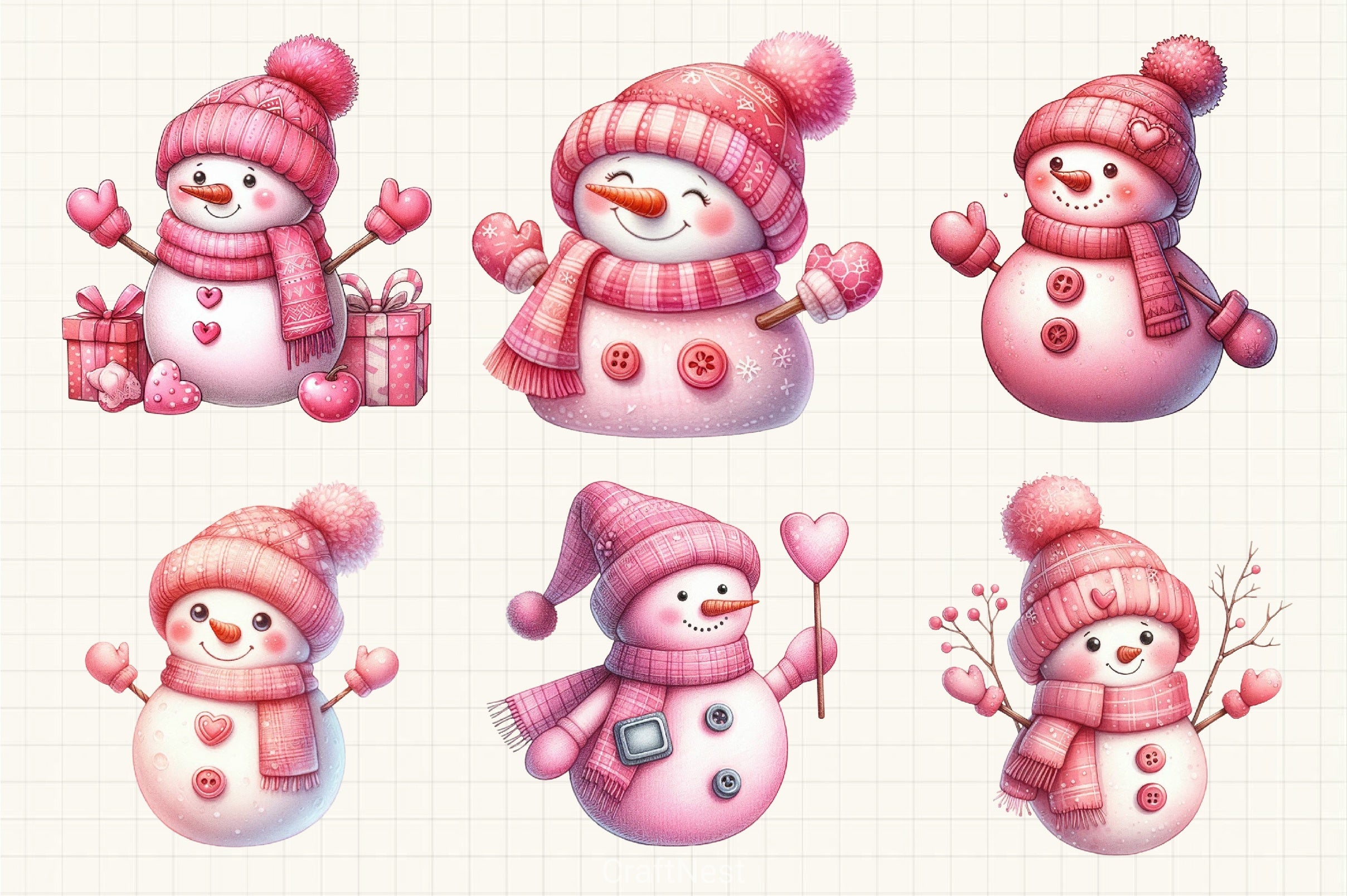 Pink Christmas Clipart Bundle - CraftNest - Digital Crafting and Art