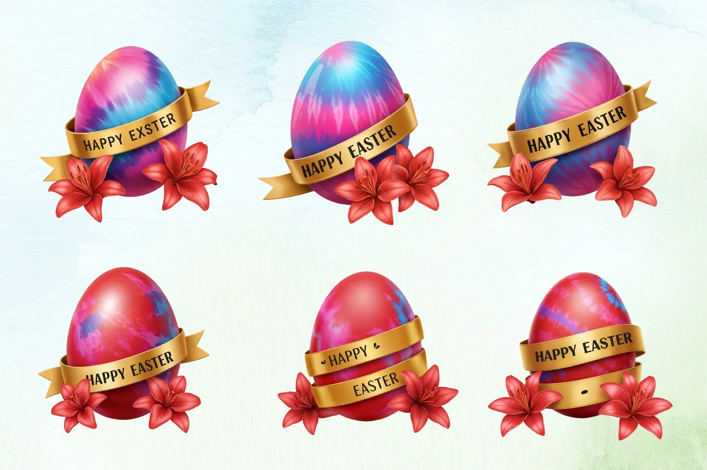 Easter Egg Ribbon Lilies Clipart Bundle 3 - CraftNest - Digital Crafting and Art