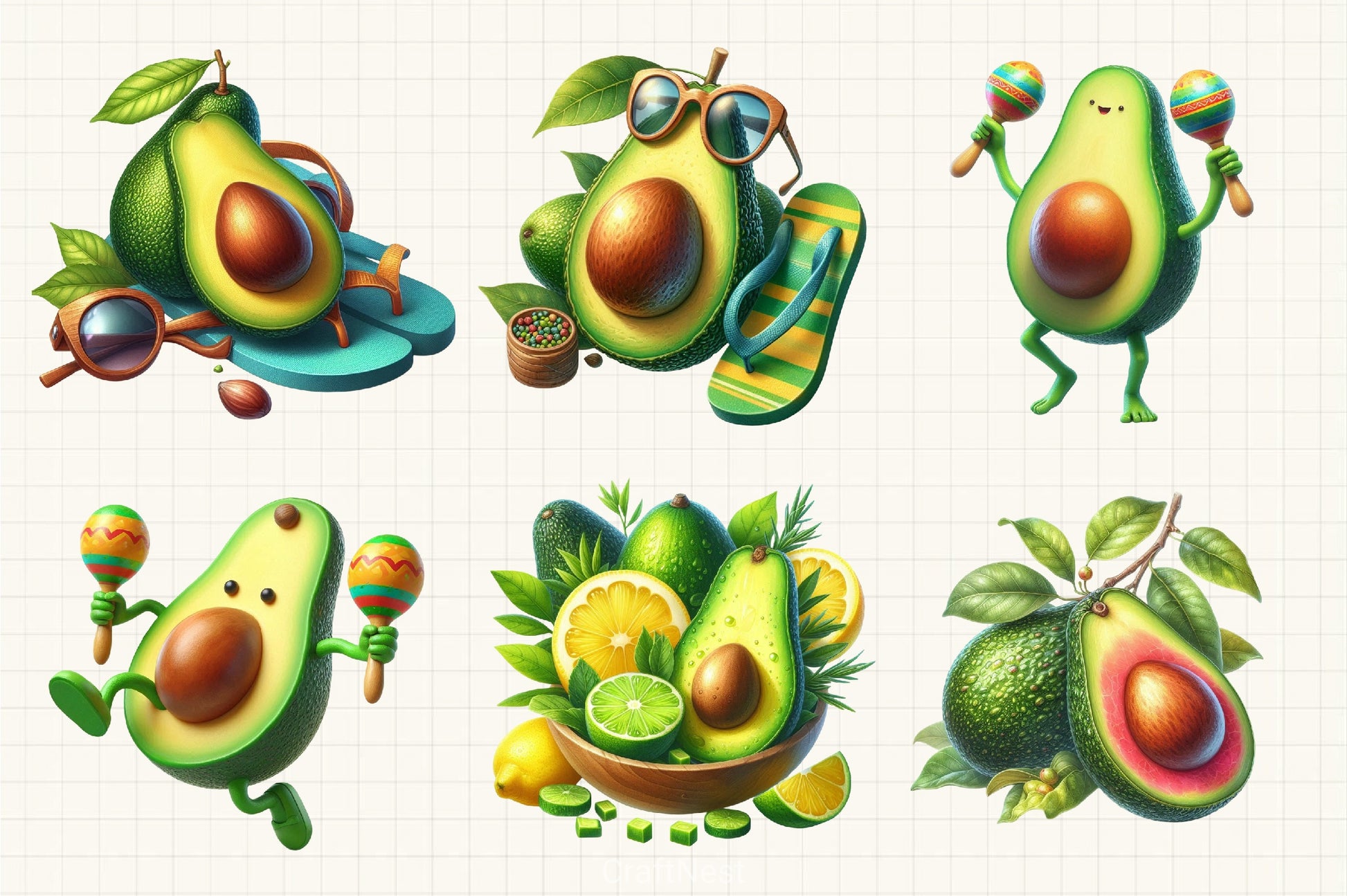Avocado Clipart Bundle 3 - CraftNest - Digital Crafting and Art