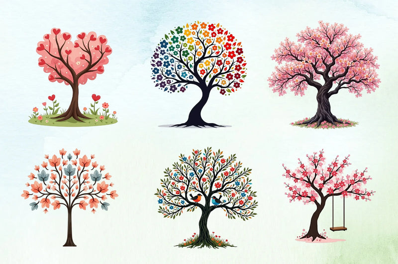 Spring Flower Tree Clipart Bundle - CraftNest - Digital Crafting and Art