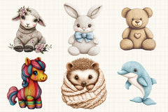 Vintage Knitted Baby Animals Clipart Bundle - CraftNest - Digital Crafting and Art
