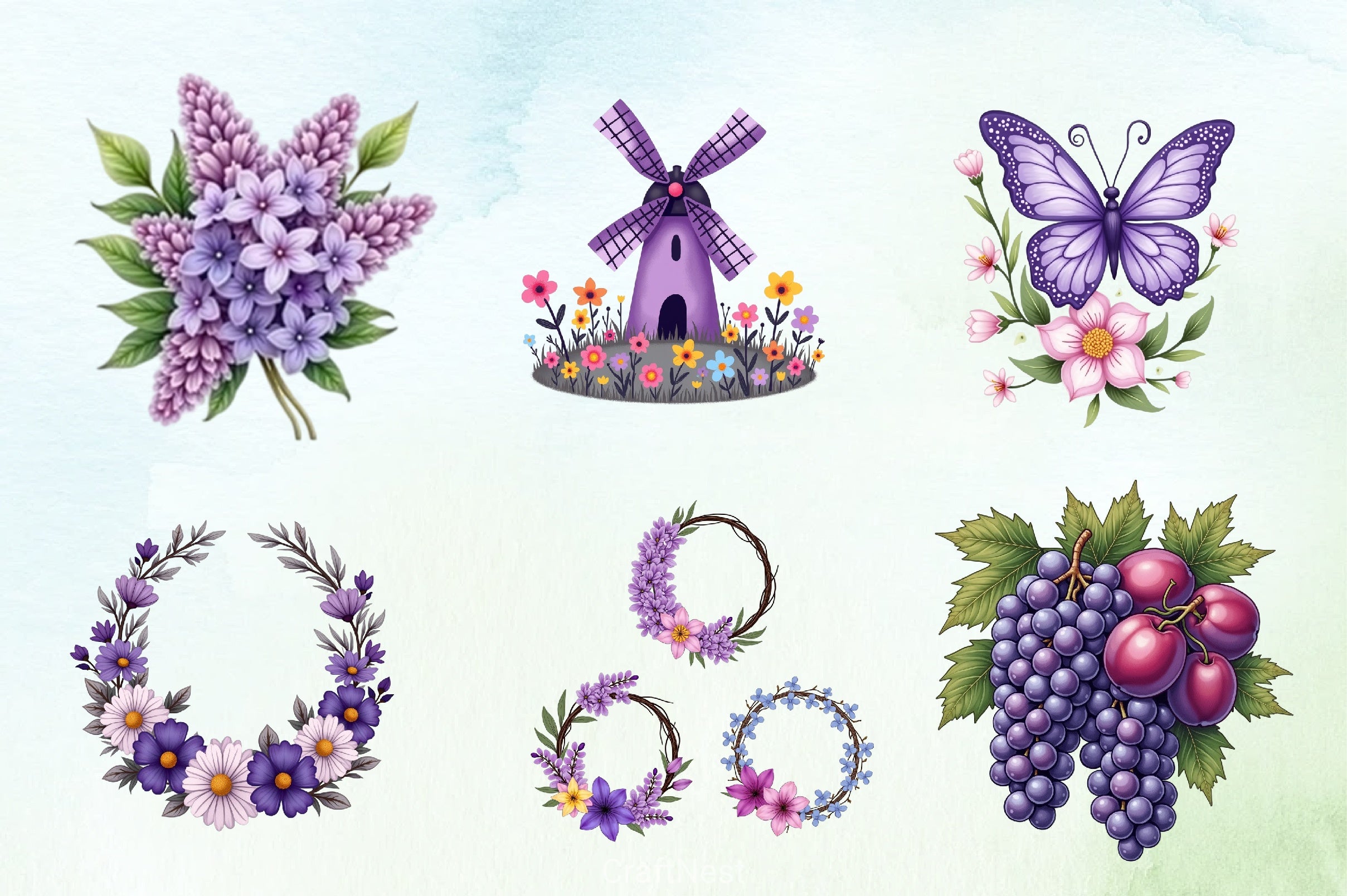 Purple Spring Clipart Bundle 2 - CraftNest - Digital Crafting and Art