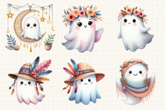 Boho Halloween Ghost Clipart Bundle - CraftNest - Digital Crafting and Art