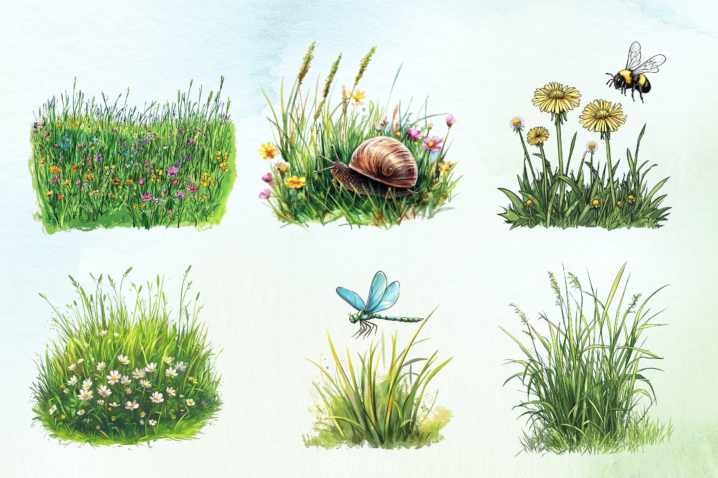 Spring Grass Clipart Bundle - CraftNest - Digital Crafting and Art
