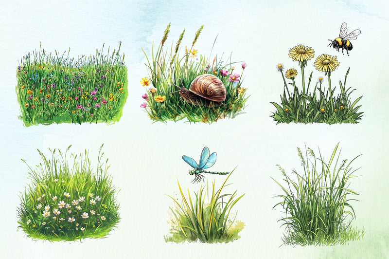 Spring Grass Clipart Bundle - CraftNest - Digital Crafting and Art