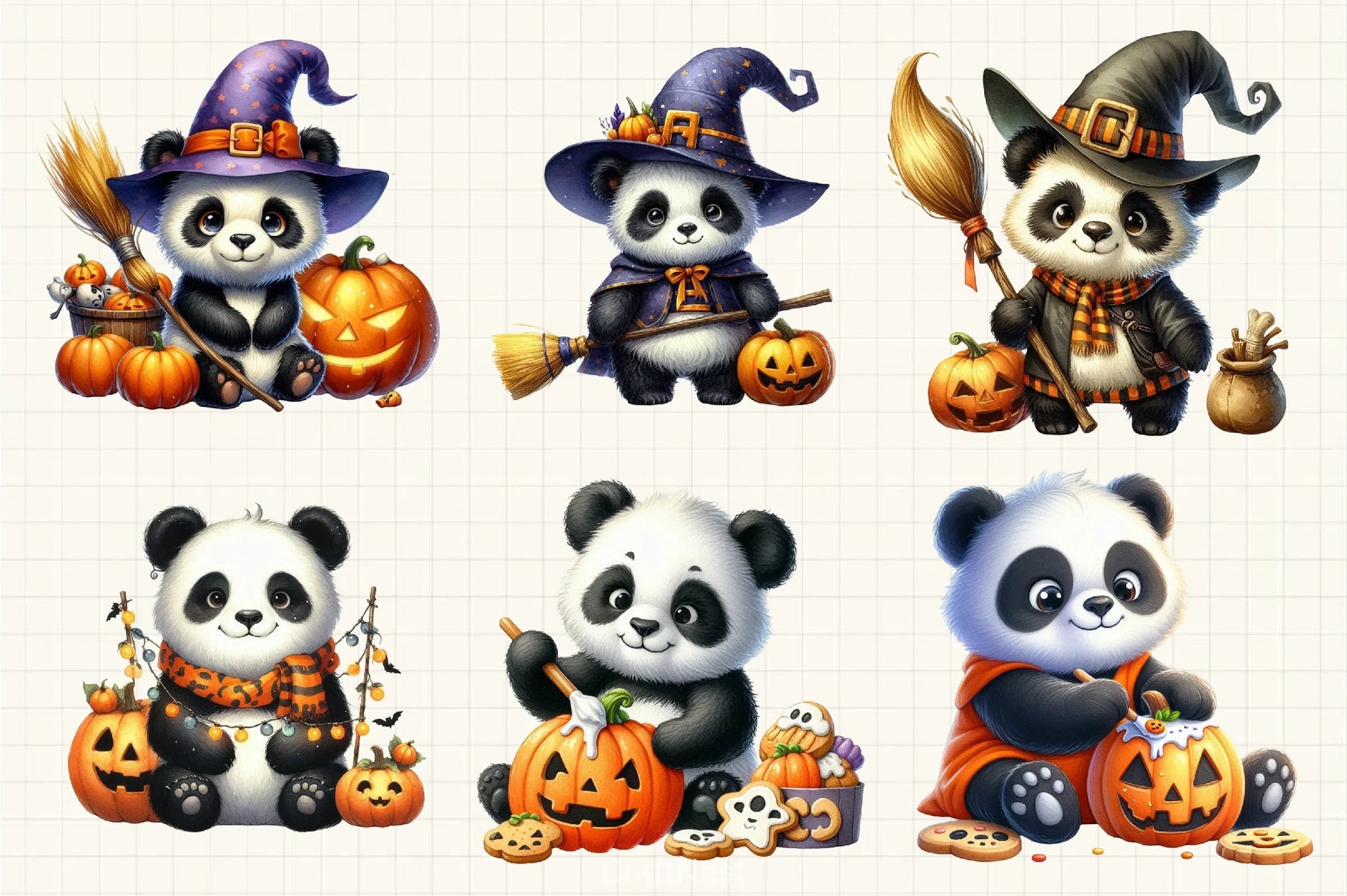 Halloween Panda Clipart Bundle 32 - CraftNest - Digital Crafting and Art