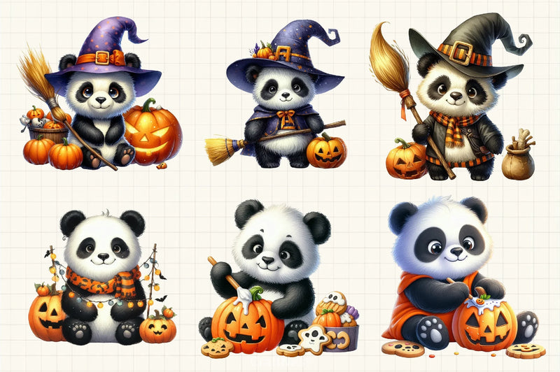 Halloween Panda Clipart Bundle 32 - CraftNest - Digital Crafting and Art