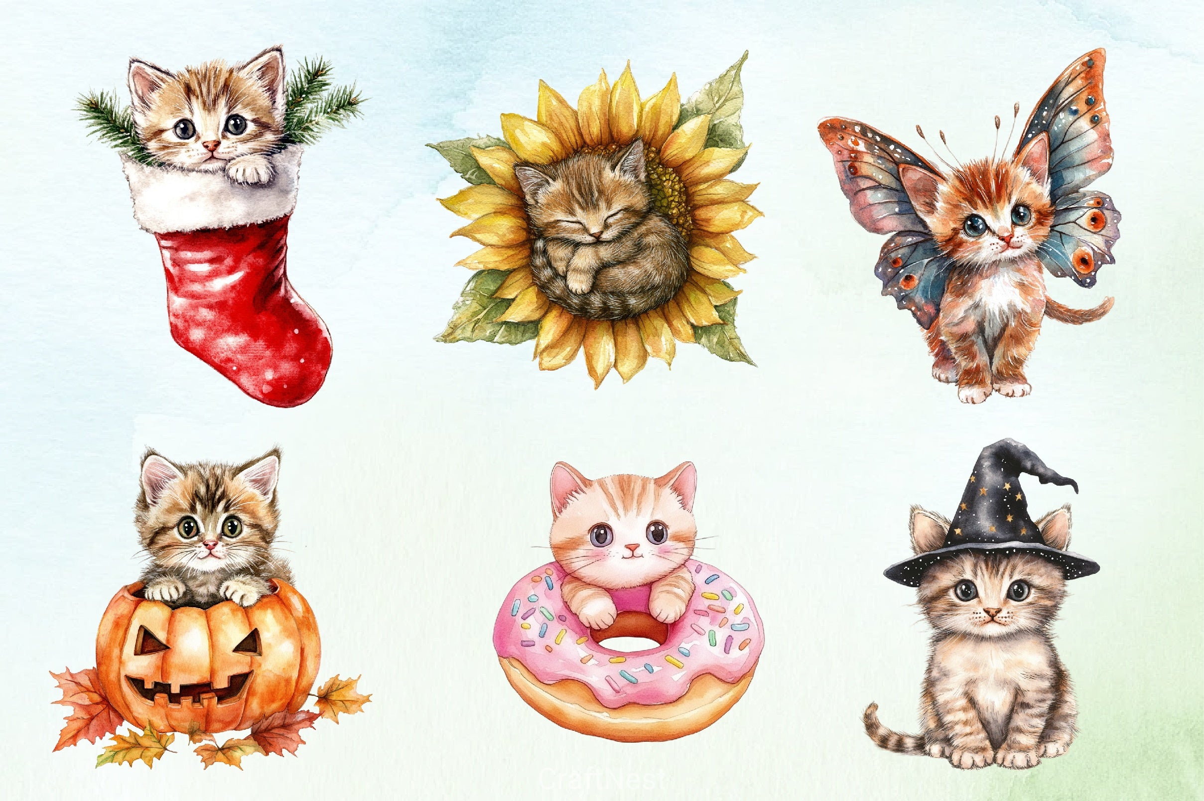 Quirky Kitten Clipart Bundle - CraftNest - Digital Crafting and Art