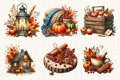 Rustic Cozy Autumn Clipart Bundle 12 - CraftNest - Digital Crafting and Art