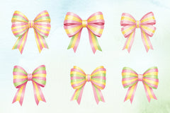 Watercolour Pastel Spring Bows Clipart Bundle - CraftNest - Digital Crafting and Art