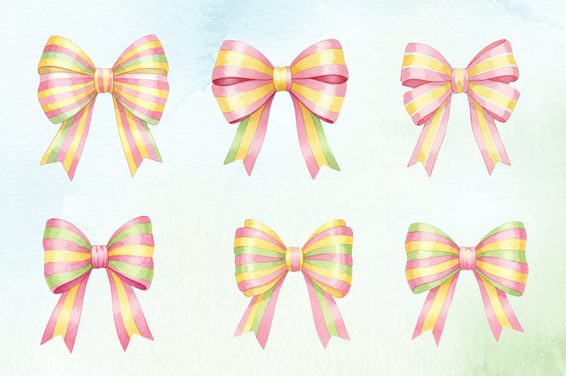 Watercolour Pastel Spring Bows Clipart Bundle - CraftNest - Digital Crafting and Art