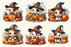 Cute Baby Cow Halloween Clipart Bundle - CraftNest - Digital Crafting and Art