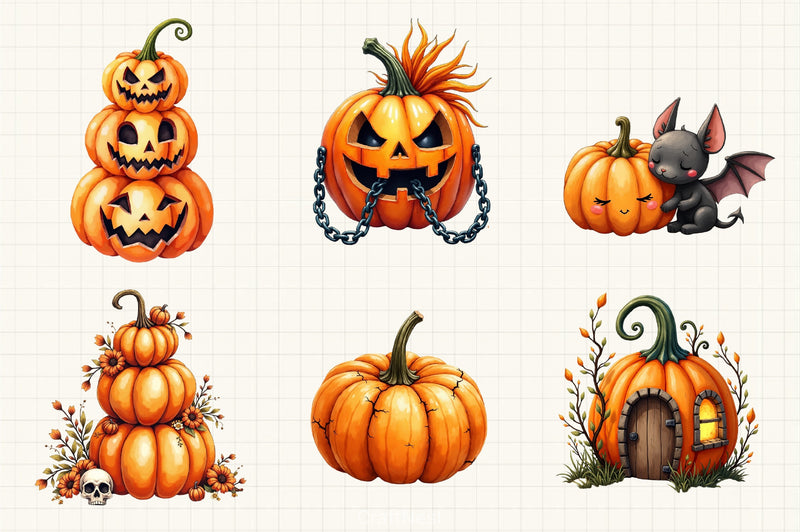 Halloween Pumpkin Clipart Bundle 3 - CraftNest - Digital Crafting and Art