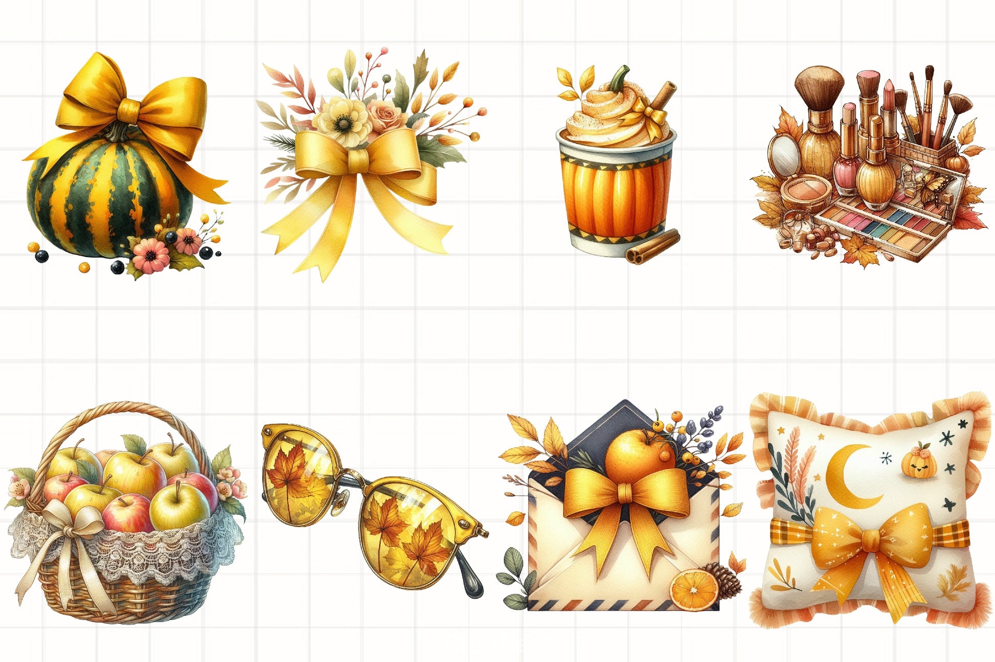 Yellow Coquette Autumn Clipart Bundle - CraftNest - Digital Crafting and Art