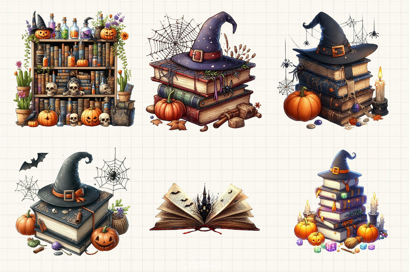 Books & Halloween Clipart Bundle - CraftNest - Digital Crafting and Art