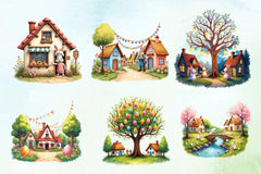 Easter Village Clipart Bundle - CraftNest - Digital Crafting and Art