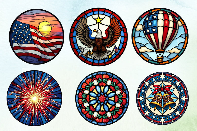 4th of July Stained Glass Clipart Bundle - CraftNest - Digital Crafting and Art