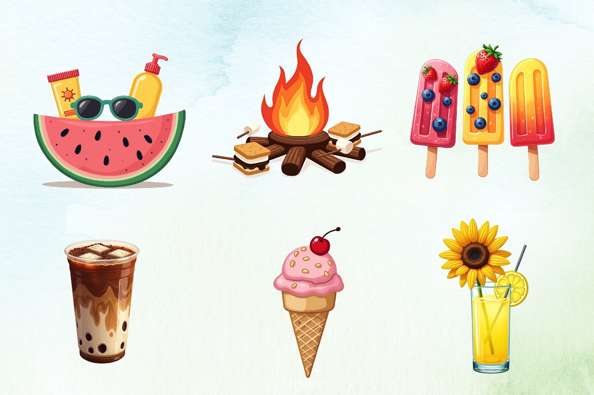 Sweet Summer Clipart Bundle - CraftNest - Digital Crafting and Art