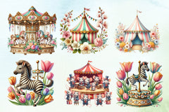 Vintage Spring Circus Clipart Bundle - CraftNest - Digital Crafting and Art
